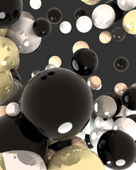 3d rendered abstract metallic spheres in the air.