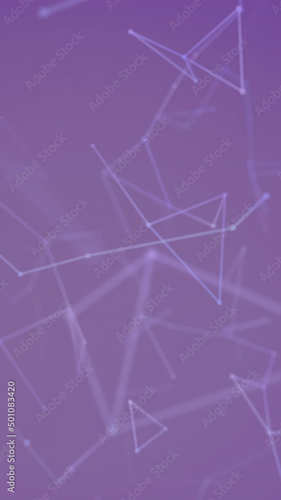 Poster animation of network of plexus connections on purple background