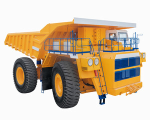 Heavy industrial mining dumper, large quarry dump truck for transportation of coal and minerals isolated on white background © Alexander Kladov