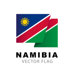 Colorful logo of the Namibian flag. Flag of Namibia. Vector illustration isolated on white background.