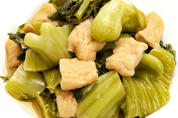 伝統野菜、播州こぶ菜と油揚の煮物