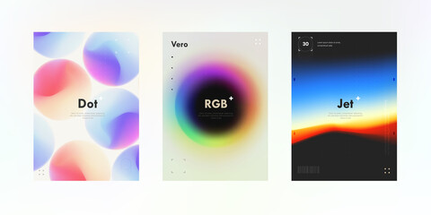 Creative trendy posters set. Modern soft gradient mesh shapes.