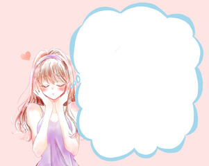 うっとりしている女性　恋　吹き出し