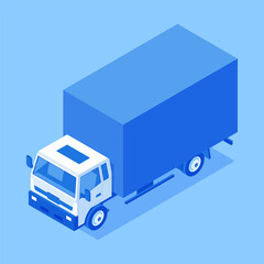 Fototapeta premium Logistic truck freight commercial delivery transportation isometric vector illustration. Shipment industrial business courier service express goods order post shipping. Heavy container traffic
