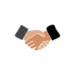 Flat illustration design of handshake icon isolated on a white background. Hand drawn icon