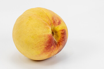 Peaches isolated in white background. Different angles of peach. Shot in studio lighting.  Shot using macro lens. Crystal clear detailing and texture. 