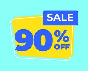 90% off tag ninety percent discount sale blue letter yellow background