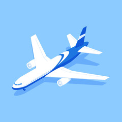 Modern airplane air transportation for passenger and cargo commercial carrying isometric vector illustration. Vehicle with wings for international express goods order post parcel logistic shipment