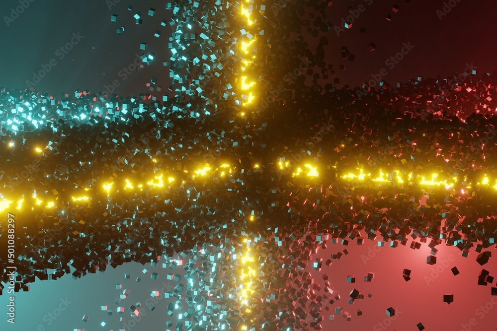 Poster Tunnel Sci-Fi looping environment, Technology digital abstract background.3d rendering illustration. Abstract creative futuristic background..