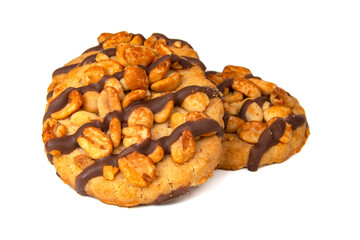 Cookies perfect with peanuts and chocolate isolated on the white background