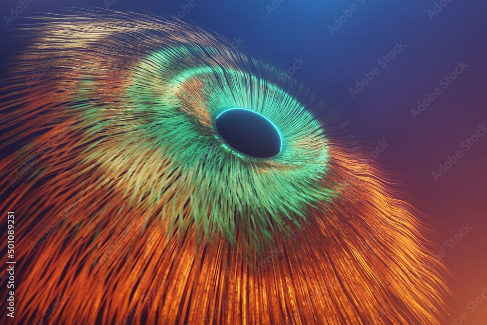 Poster abstract eye background. centric motion of star trails. starburst dynamic lines or rays. 3d renderin