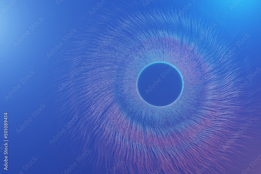 Fototapete Abstract eye. Centric motion of star trails. Starburst dynamic lines or rays. 3d rendering illustration. Background pattern for design