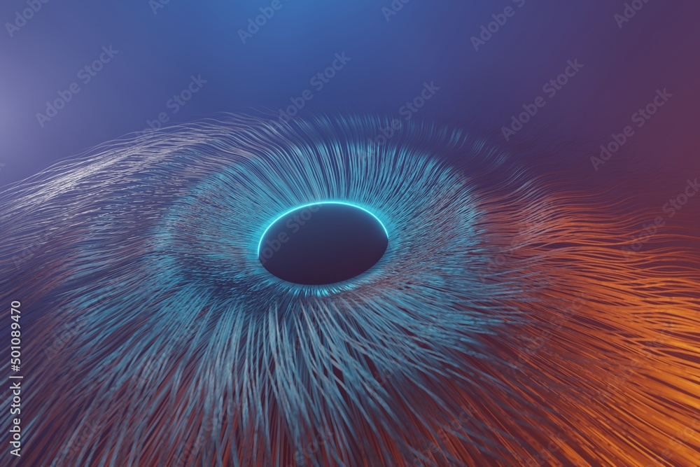Leinwandbilder abstract eye. centric motion of star trails. starburst dynamic lines or rays. 3d rendering illustrat