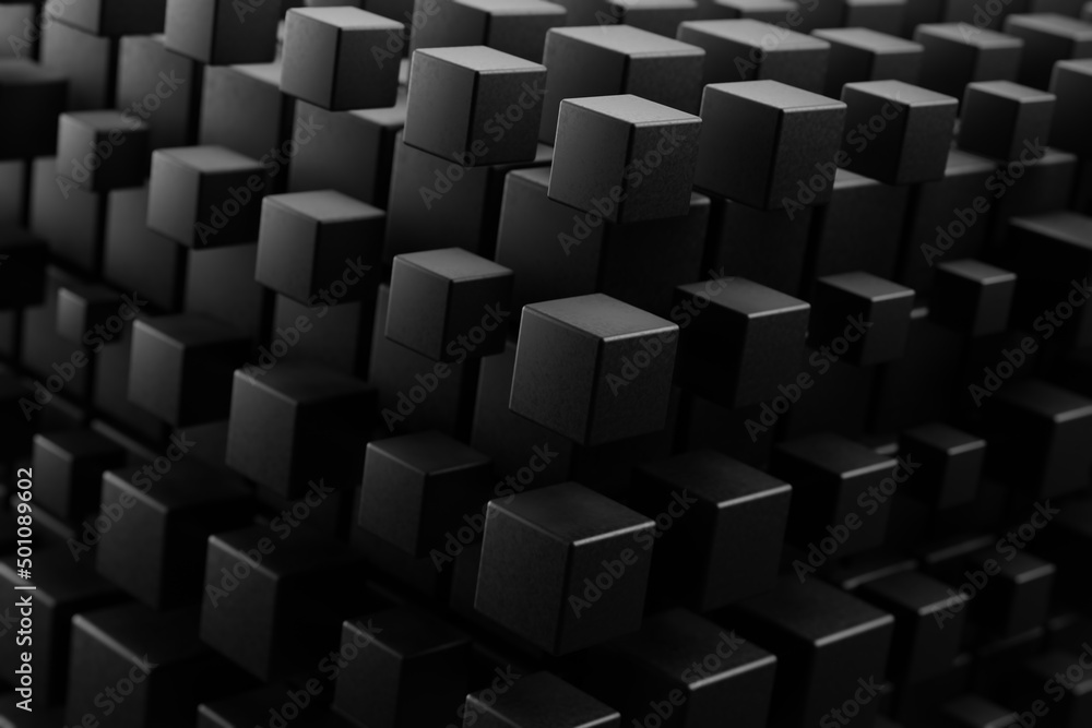 Poster cube black abstract background . centric motion of star trails. starburst dynamic lines or rays. 3d 