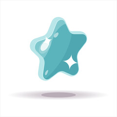 Cartoon lucky blue shiny 3d star. Vector cute illustration. Minimal design. Great for web, game, achievements, rating, mobile, feedback concept.