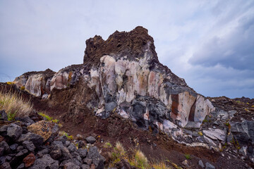 landscape with volcanic rock from Etna volcano, Sicily Italy
