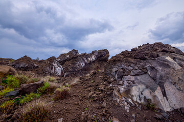 landscape with volcanic rock from Etna volcano, Sicily Italy