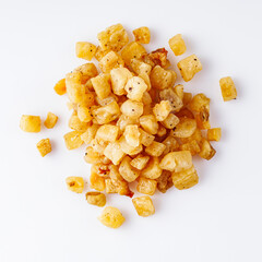 fried lard cracklings on a white background