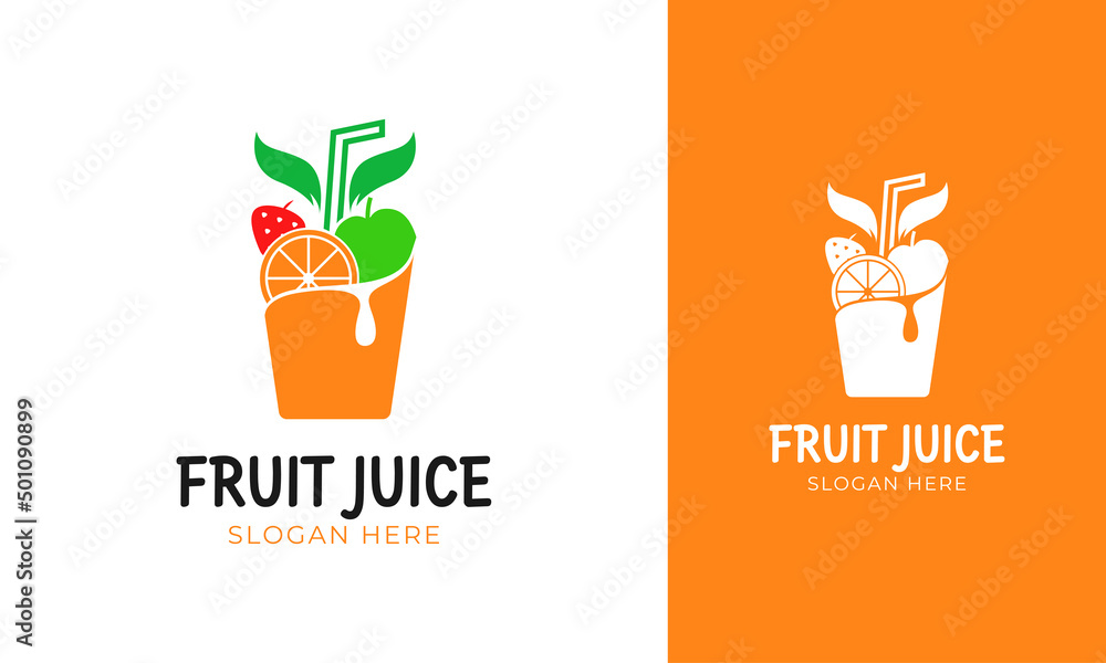 Wall mural fruit juice logo design for fresh and healthy drink label