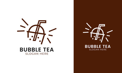 Simple bubble tea logo design with drink cup concept