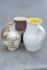 Ceramics, a ceramic product made with their own hands, made on a potter's wheel, jug, mug, clay, glaze.