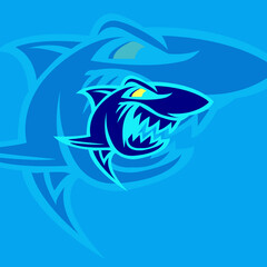 inspiration shark logo esport with blue background