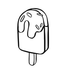 Dessert ice cream popsicle line isolated on white background. manual. vector. illustration.