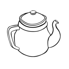 Line tea teapot isolated on white background. manual. vector