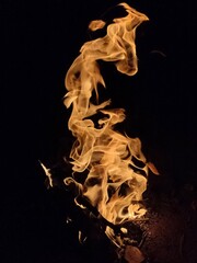 fire and smoke, the yellow flame of the fire