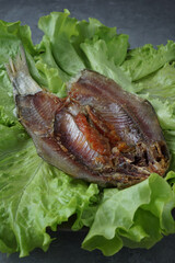 dried dried river fish lettuce leaves
