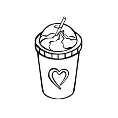 glass of coffee to go line isolated on white background. manual. vector. illustration.