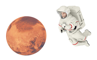 Planet Mars und Astronaut, Freisteller © Michael Rosskothen