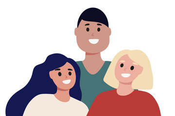 Group of joyful people. Vector illustration in a flat style.