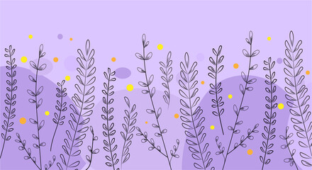 Horizont banner with twigs line art