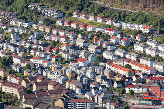 City of Bergen with residential area for housing, Norway, UNESCO World Heritage Site