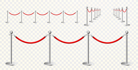 Silvery barriers set on transparent background vector illustration