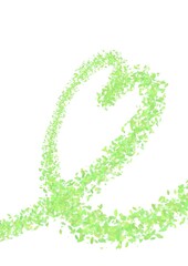 黄緑の葉っぱが斜め向きのハートを型どる