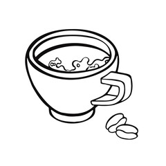 cup, coffee mug line isolated on white background. manual. vector