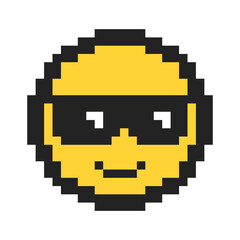 Pixel smile icon with  glasses