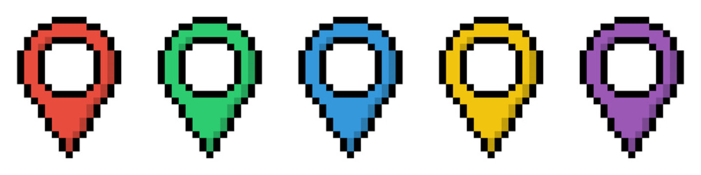 Pin pixel icon set simple design
