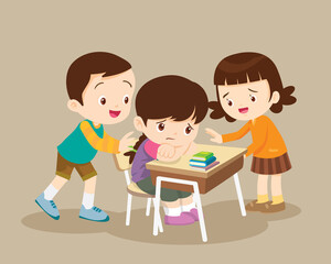 student boy and girl Comforting sadly Friend