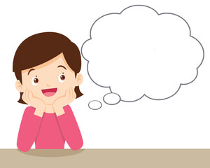 young woman good mood and think about something