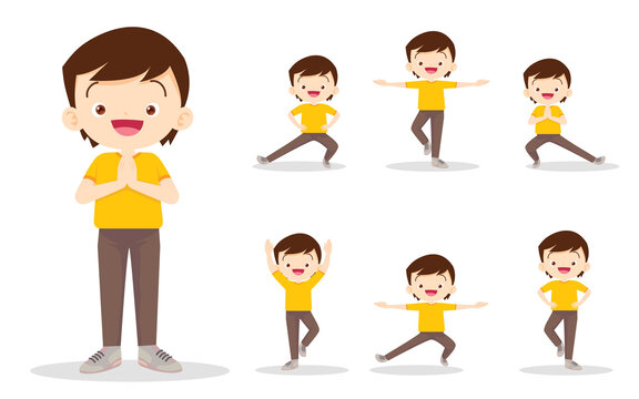 bundle set of boy exercise various actions