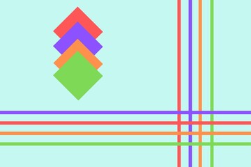 Colored lines and square with light green background