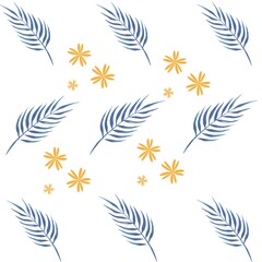 Palm leaves design with fallen flowers