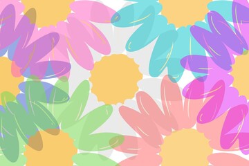 Multicolored flowers in a same frame as a background