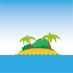 Fototapeta na wymiar Tropical Island with palm cartoon