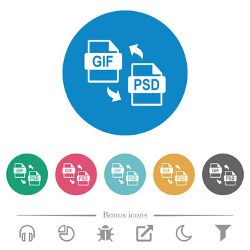 GIF PSD file conversion flat round icons