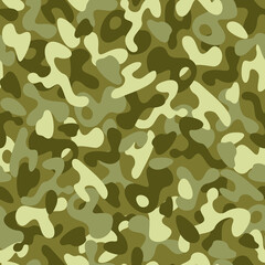 Seamless camouflage texture. Trendy camouflage style, pattern. Khaki texture, military army green hunt