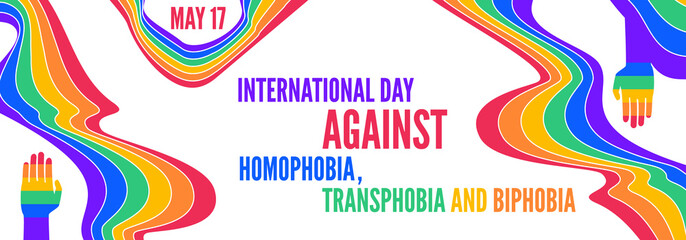 International Day Against Homophobia Transphobia and Biphobia Lgbt rainbow colors abstract shapes background banner vector illustration